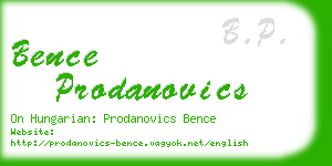 bence prodanovics business card